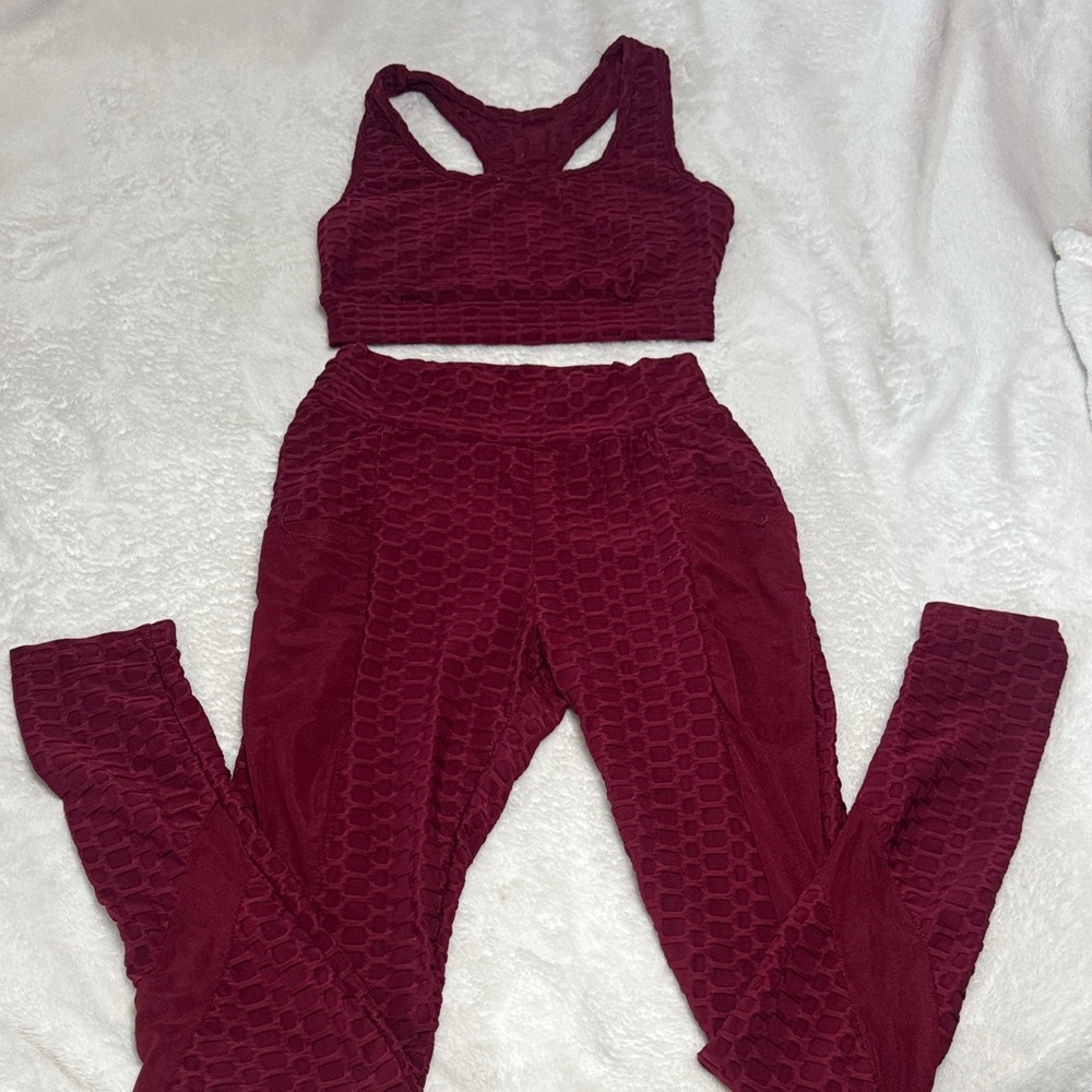 Red Textured Workout Set
